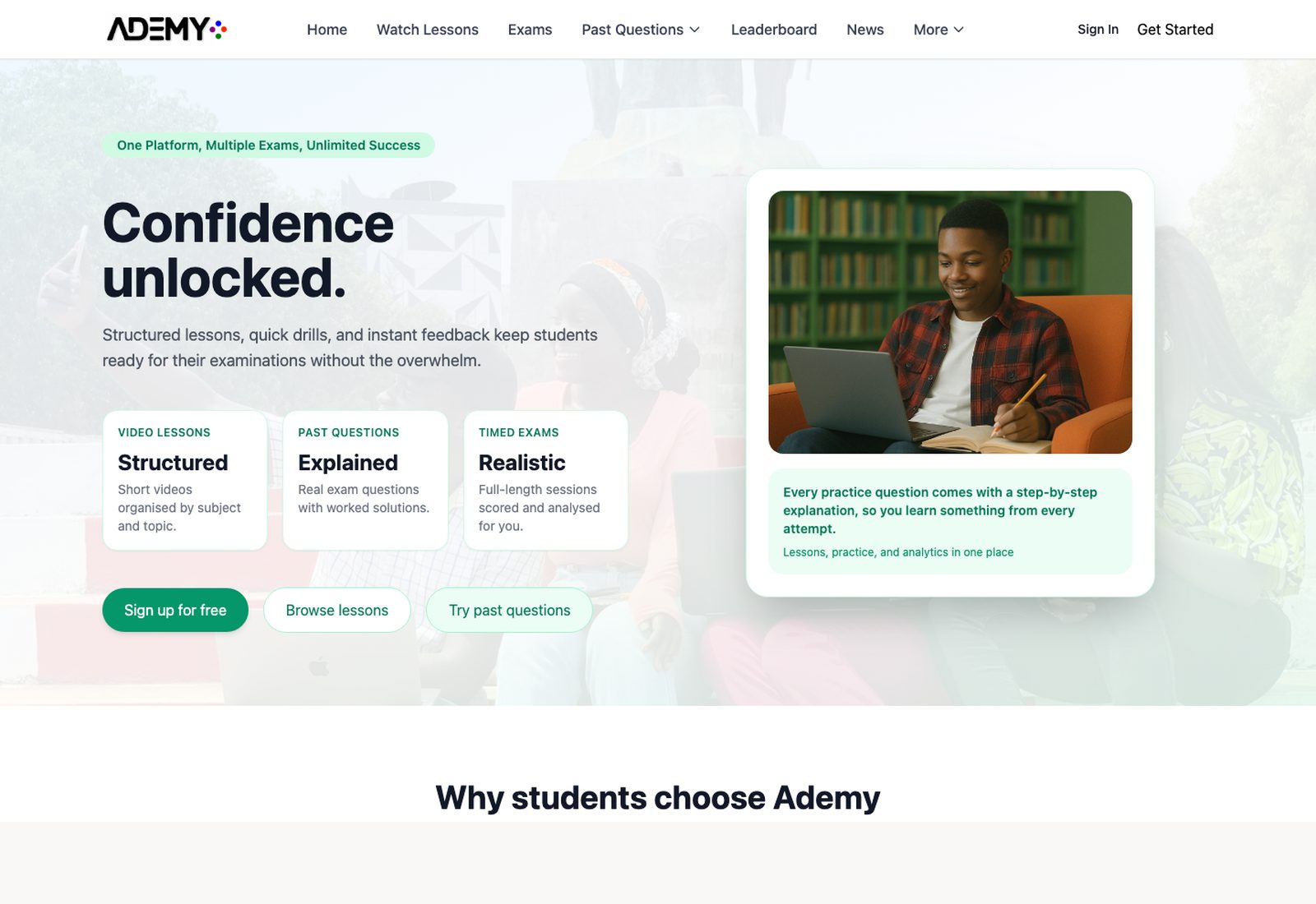 Ademy exam preparation platform