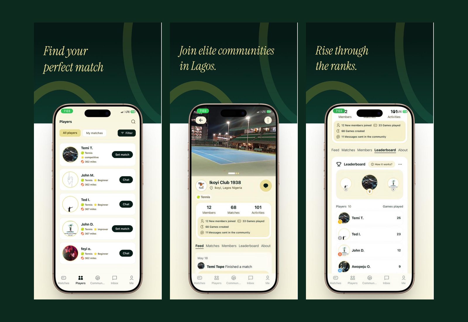 MATCHA tennis and padel matchmaking