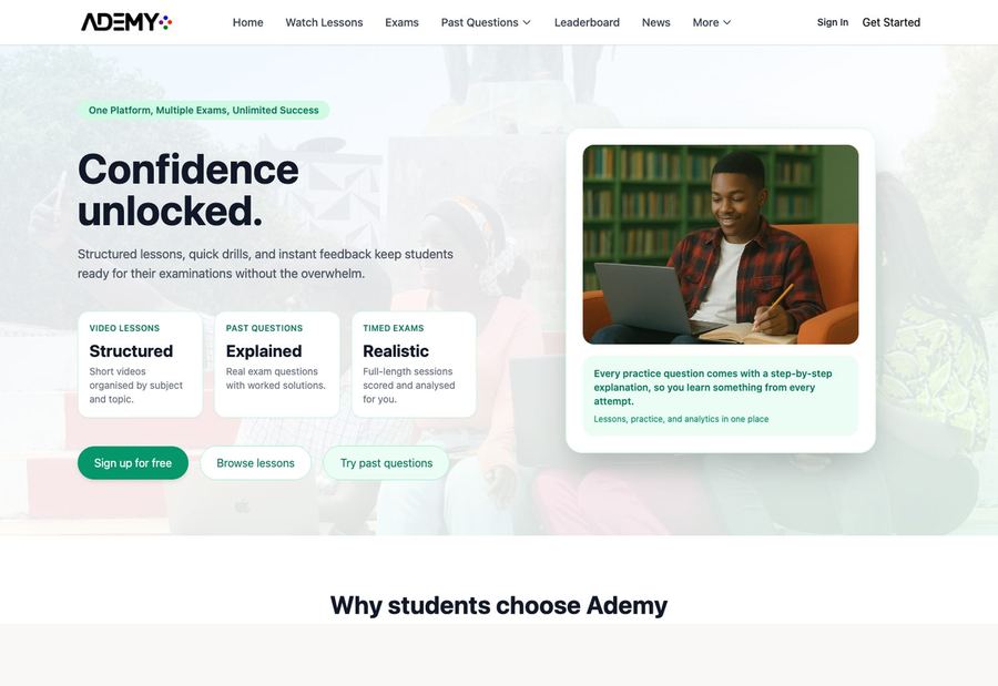 Ademy exam preparation platform
