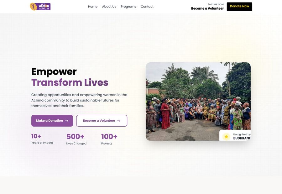 Lift A Woman NGO website